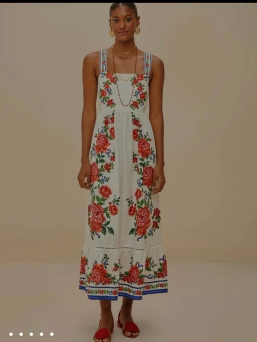 Farm Rio Off-White Flower Tapestry Maxidress - Picture 4 of 6